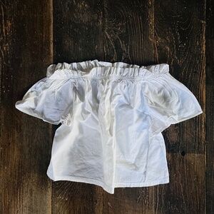 ZARA Girls White Off-Shoulder Flutter Sleeve Top – Size 8